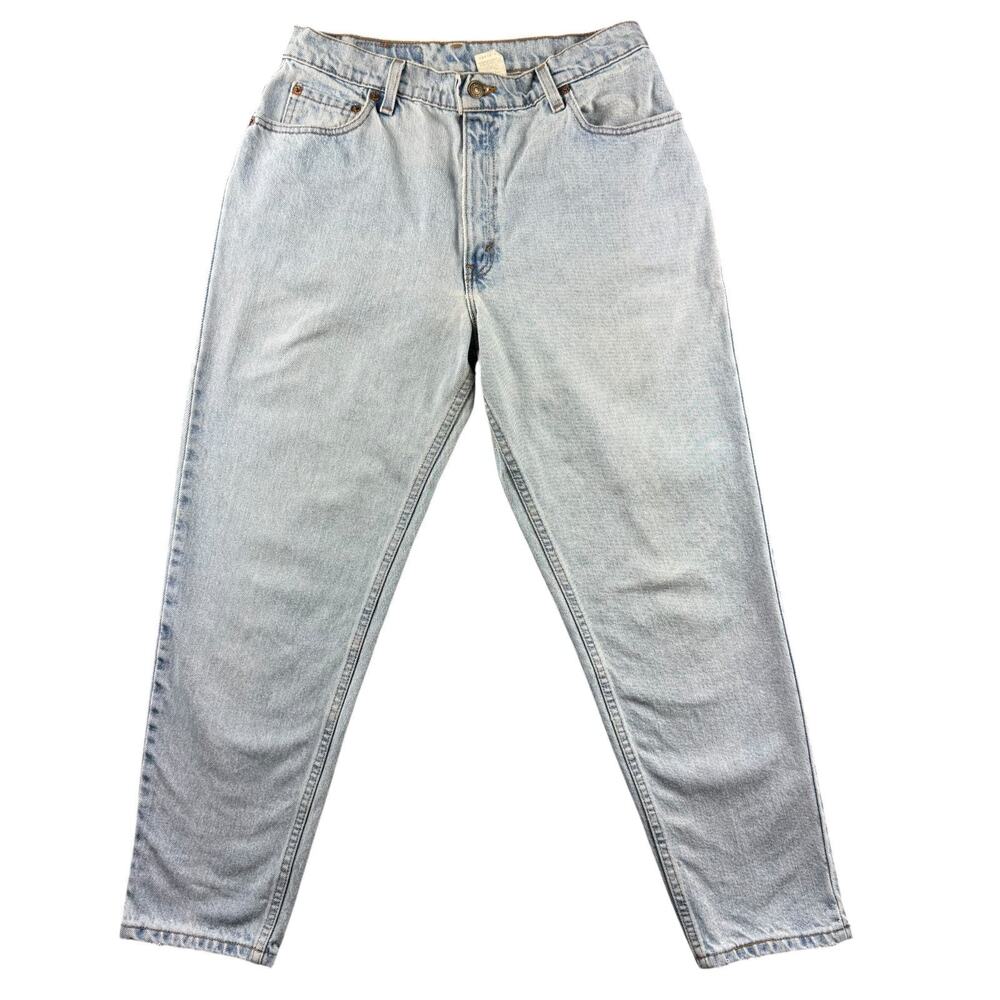 Vintage 90s Levi's 550 USA Light Wash Frayed Hem Tapered Jeans Womens 12 Pet